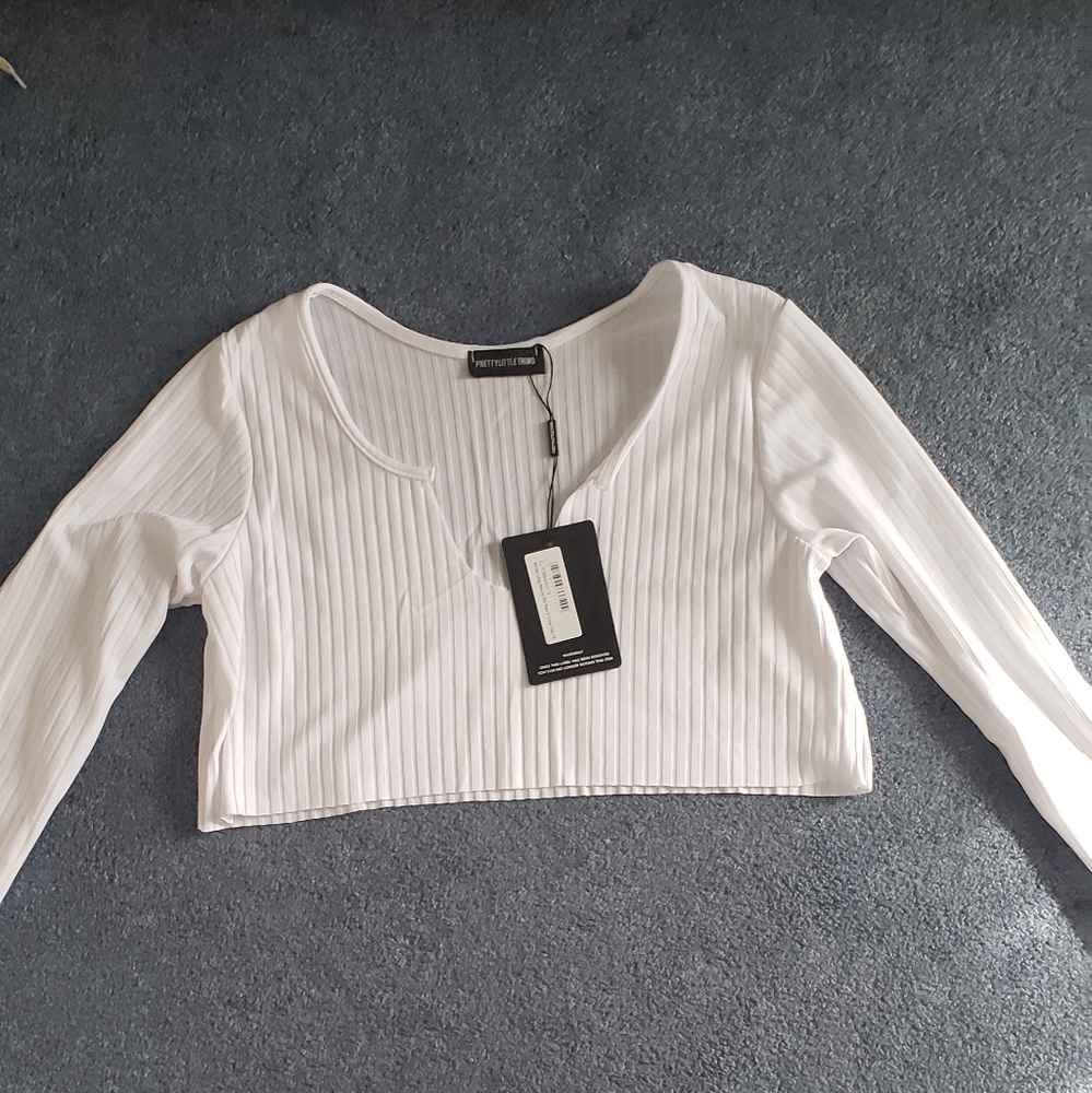 Womens ribbed long sleeve crop top